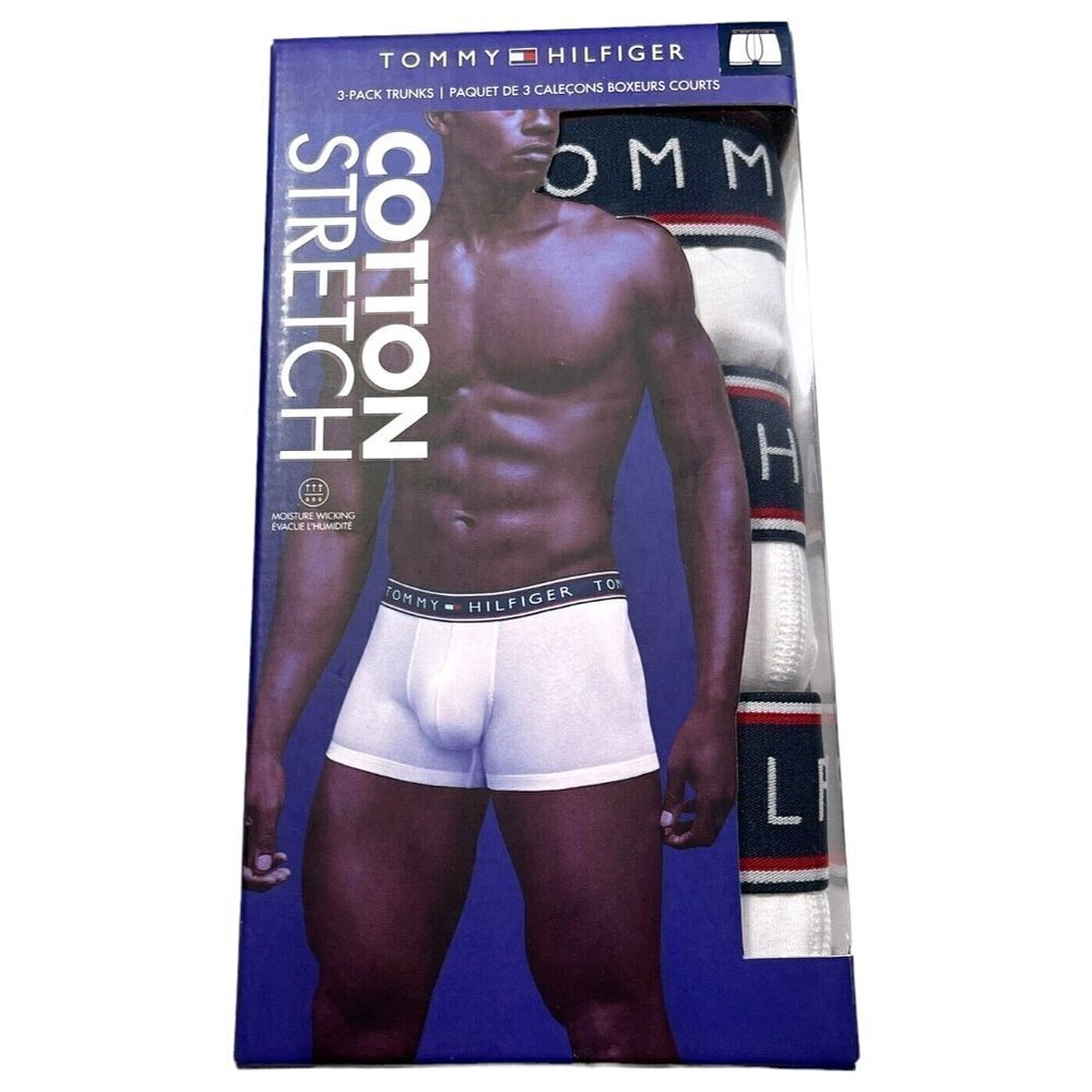 Tommy Hilfiger Underwear Mens White trunk Cotton Stretch 3 pack Large NWT